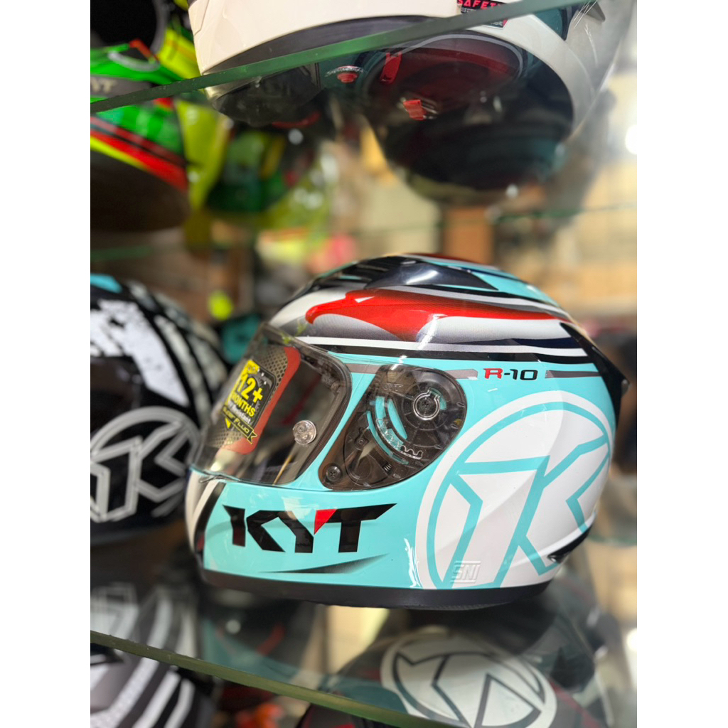 Helm KYT R10 Motif Aqua Marine Flat Visor
