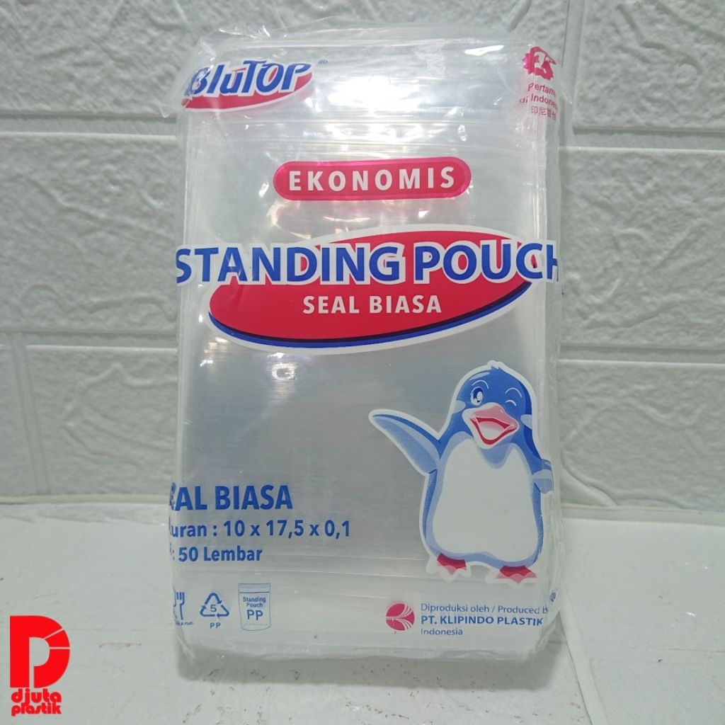 Standing Pouch Blutop Seal Biasa 10 x 17,5 x 0,1 cm