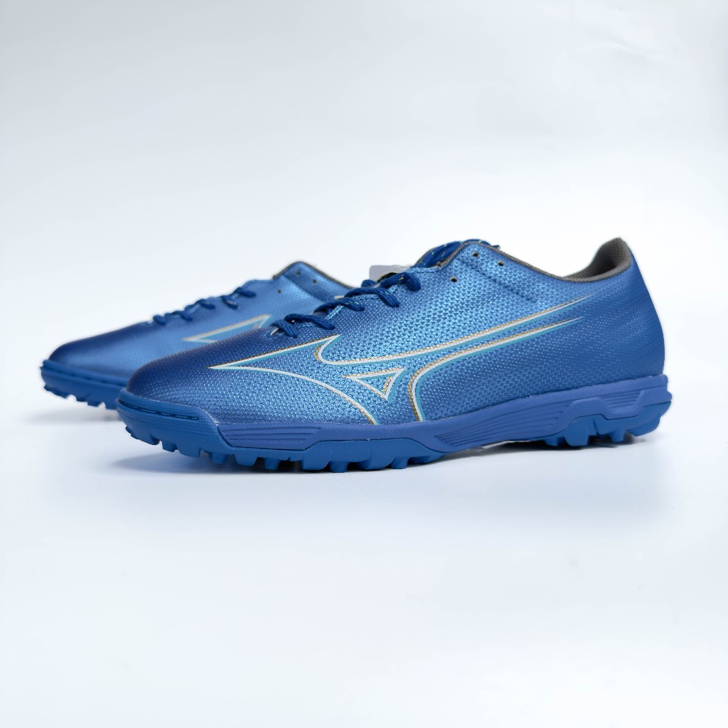 Mizuno Alpha Select AS Original Blue Sepatu Futsal Sol Gerigi Turf TF Mini Soccer Rumput Sintetis