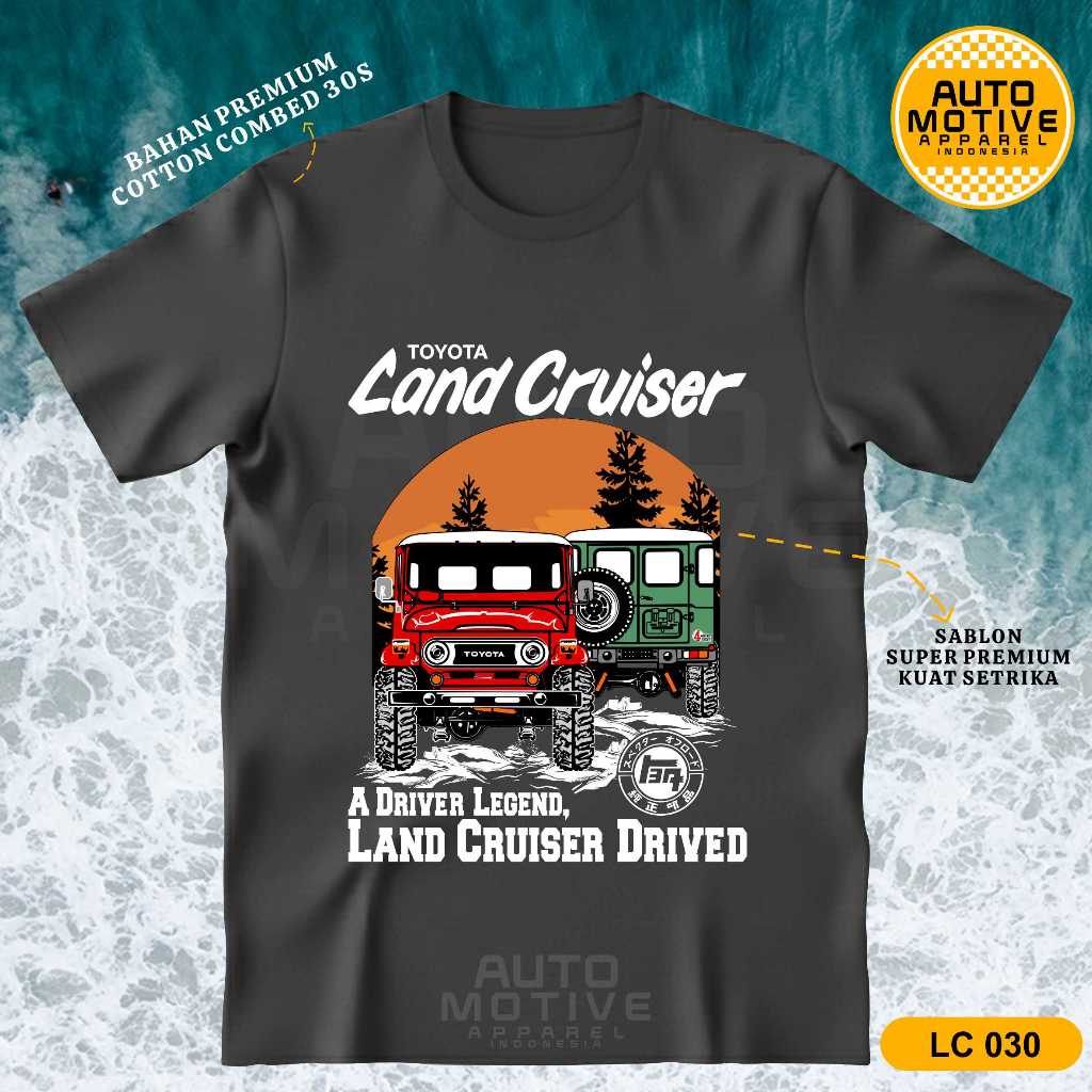 AUTOMOTIVE APPAREL Kaos Land Cruiser FJ40 Tshirt Baju Mobil Toyota Land Cruiser BJ40 Hardtop LC030