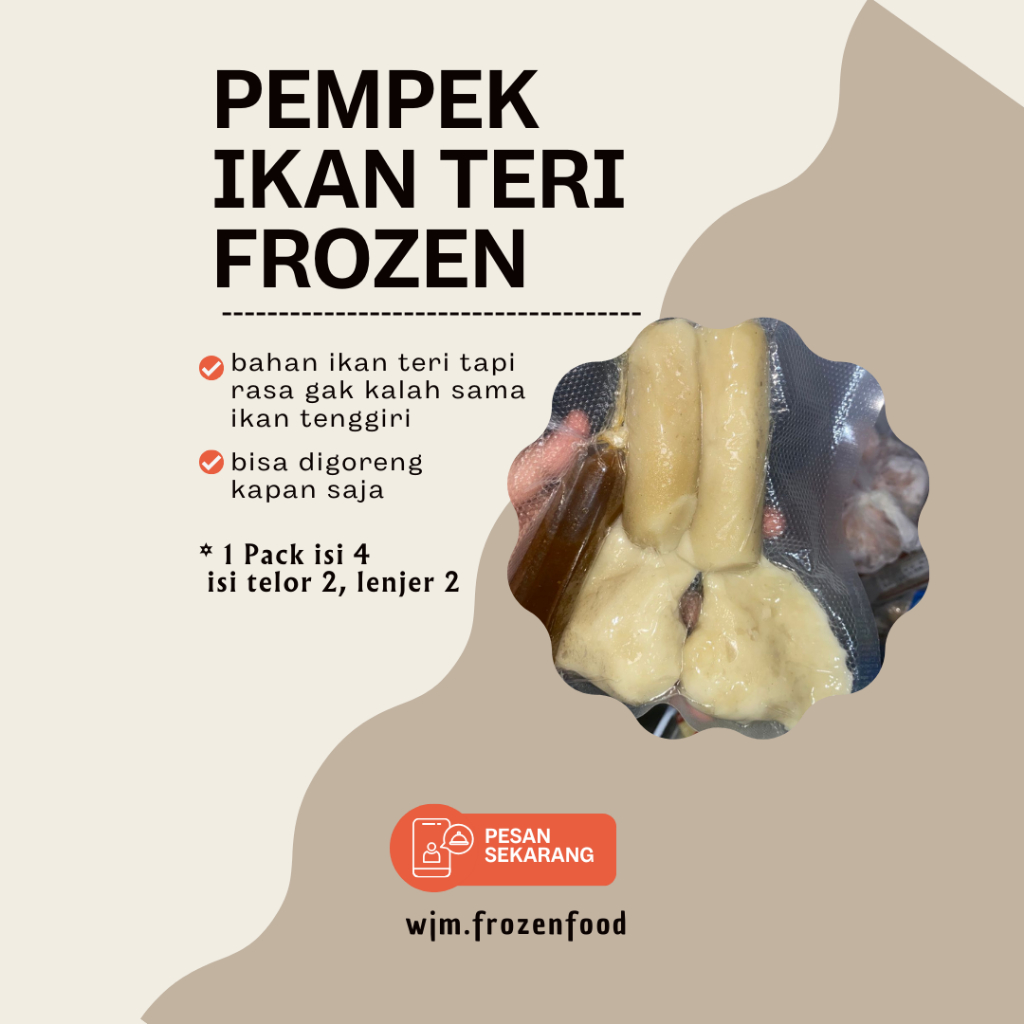 ( frozen ) pempek ikan teri isi 4 + cuko siap goreng