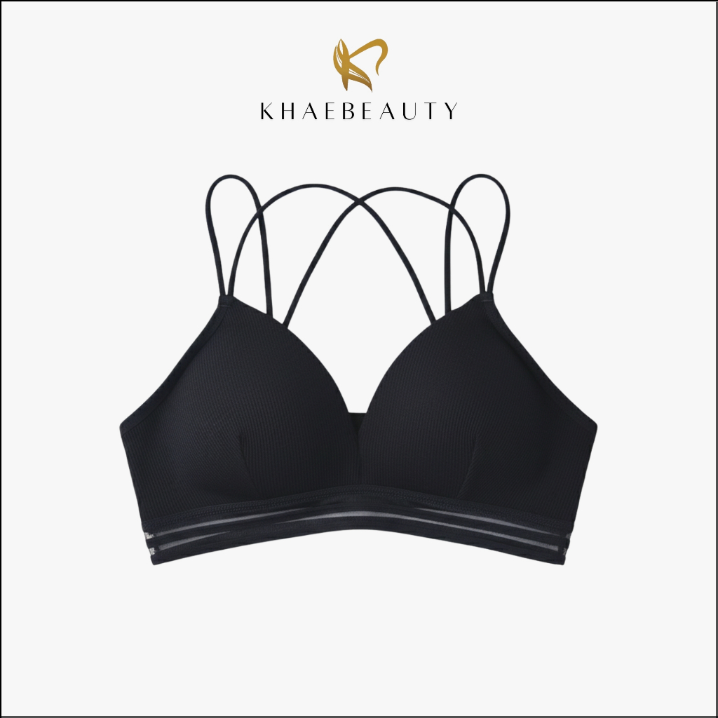 KHAEBEAUTY Bikini Bra Wanita BH Busa Super Ringan Tanpa Kawat Tali Silang BR081