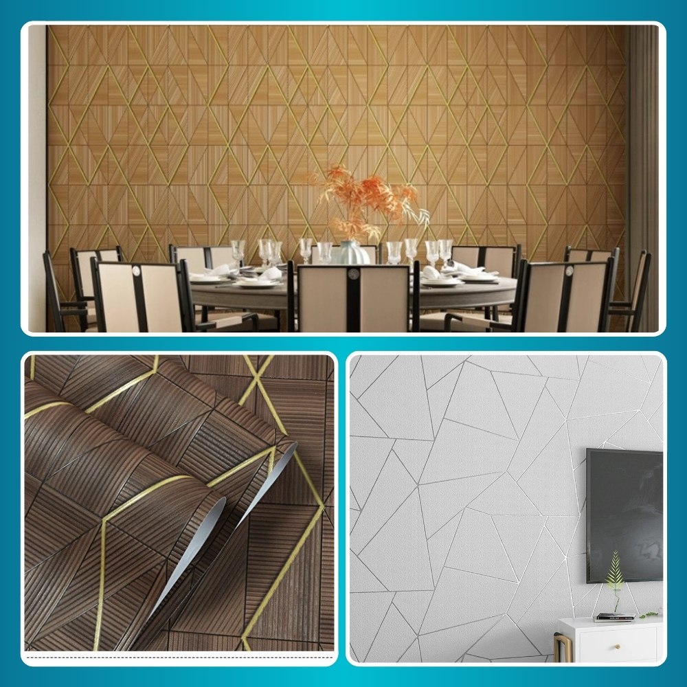 [Bisa COD] Wallpaper Dinding Ruang Tamu Minimalis Wallpaper Dinding Motif Keramik Wallpaper Keramik