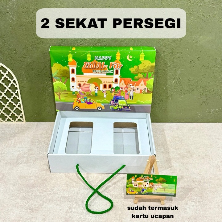 Box Kuker Lebaran Dus Kue Kering Lebaran Kotak Hampers Lebaran Dus Jinjing Lebaran 2 Sekat Persegi