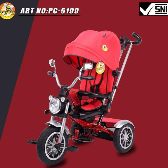 sepeda roda 3 tiga PASIFIC PC 5199 tricycle stroller anak model motor kanopi musik lampu