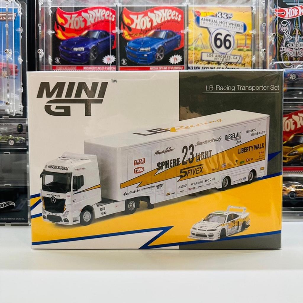 Mini GT MGTS0004 Mercedes Benz Actros & Nissan Silvia S15 LB Racing Transporter Set