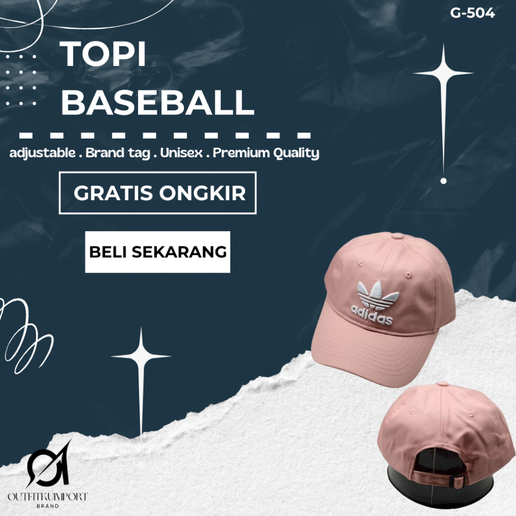 G-504 Topi Baseball Adidas Vintage babypink