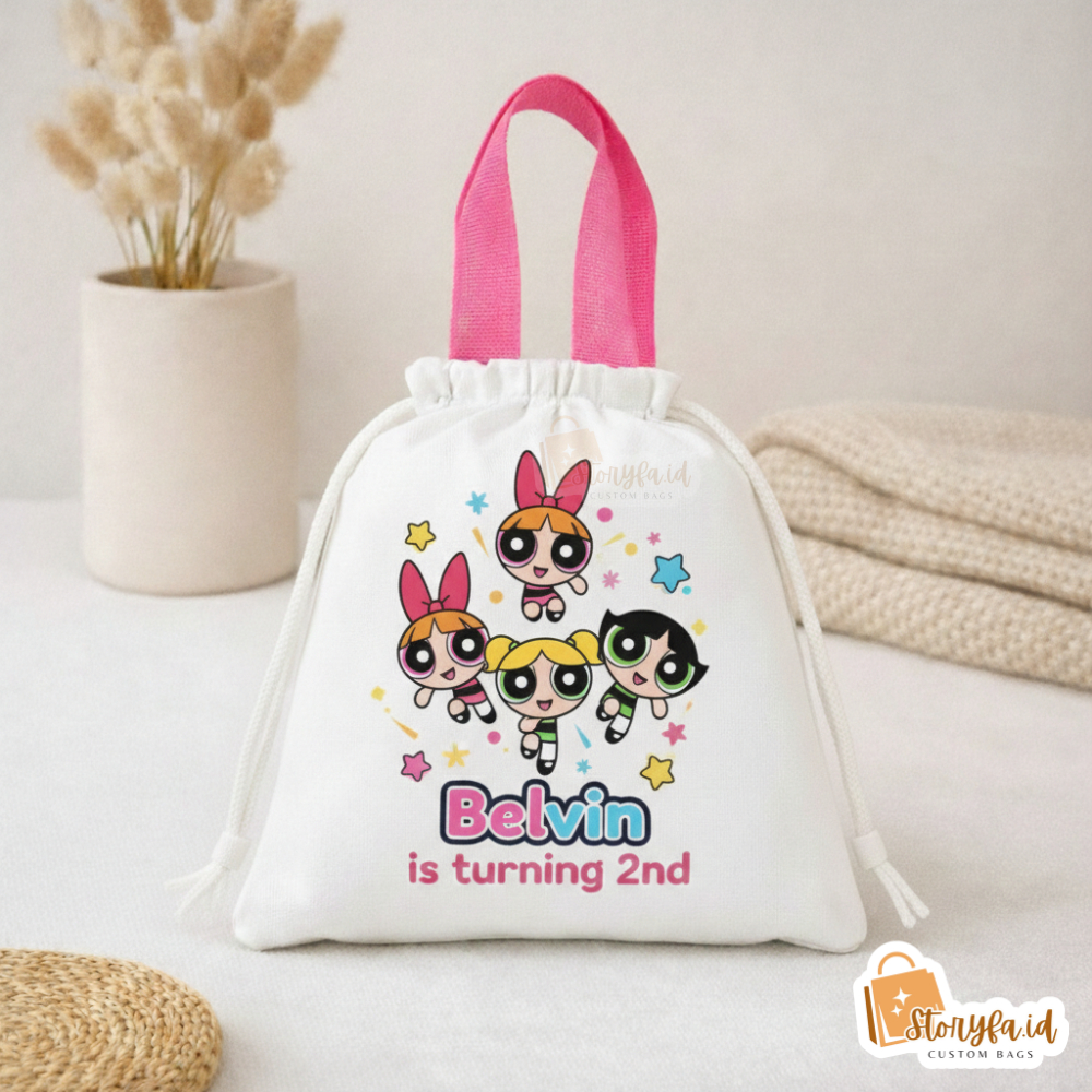 Promo tas serut jinjing uk.25x30 murah/tas blacu custom/tas ultah/totebag blacu/souvenir ultah laris