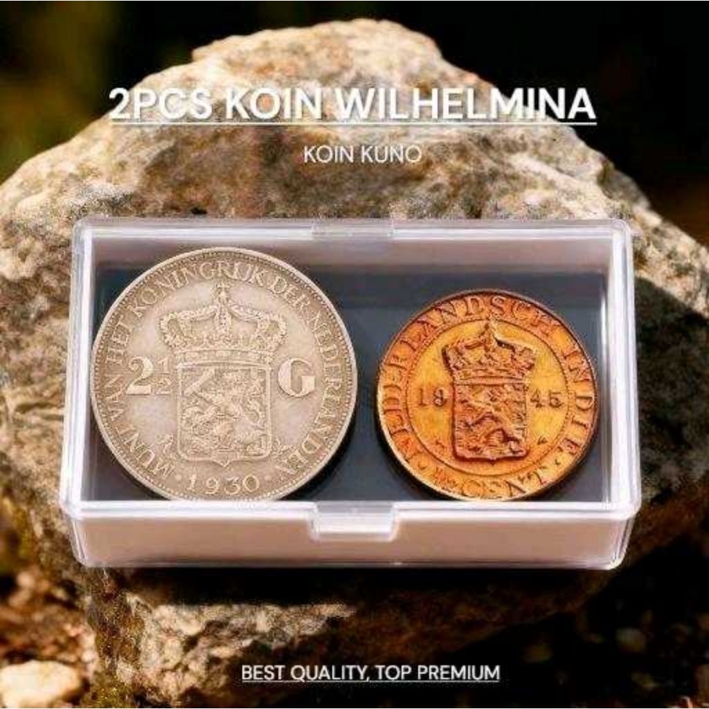 Sepasang Koin Wilhelmina Nederland indie 2/1G Original Premium Quality