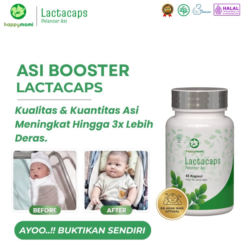 ASI Booster Lactacaps Suplemen Herbal Memperlancar & Meningkatkan Kualitas ASI Ibu Menyusui Isi 45 K