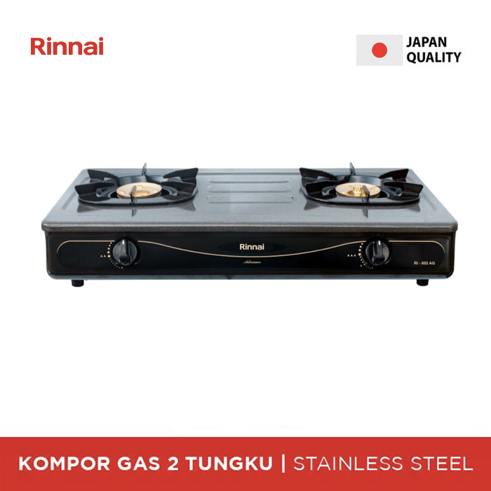 RINNAI RI-602 AG Kompor Gas 2 Tungku / Kompor Rinnai 2 Tungku Stainless Terbaru