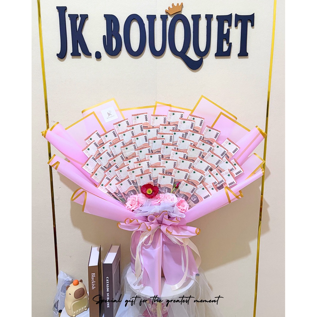 [BISA KIRIM HARI INI] BU001 Simple Money bouquet / Buket Uang pecahan 5rb / Money buket pecahan 5rb 