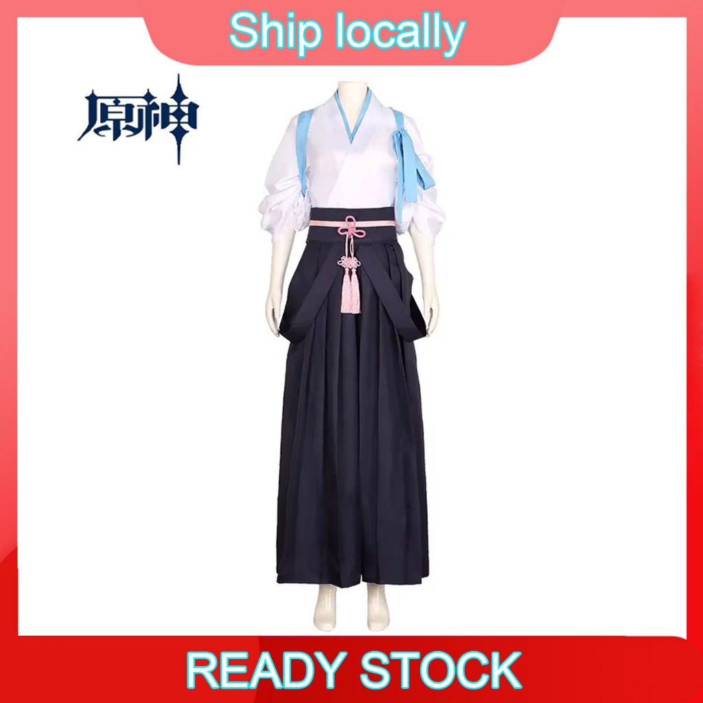 Kostum Cosplay Kamisato Ayaka, Kimono Game, Seragam Kendo, Hakama, Seragam Aikido, Set Seragam, Sera