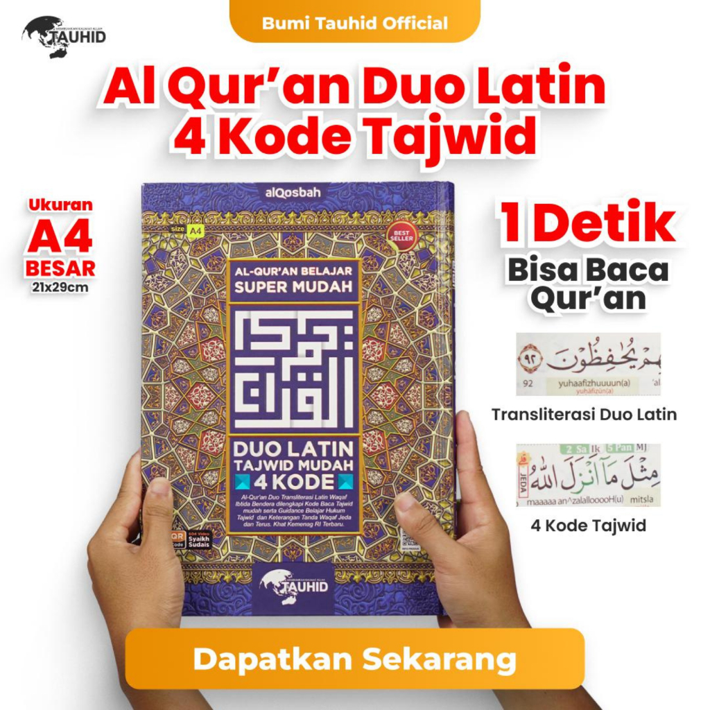 AlQuran Duo Latin 4 Kode Tajwid Ukuran A4 Besar Al Quran Latin dan terjemah