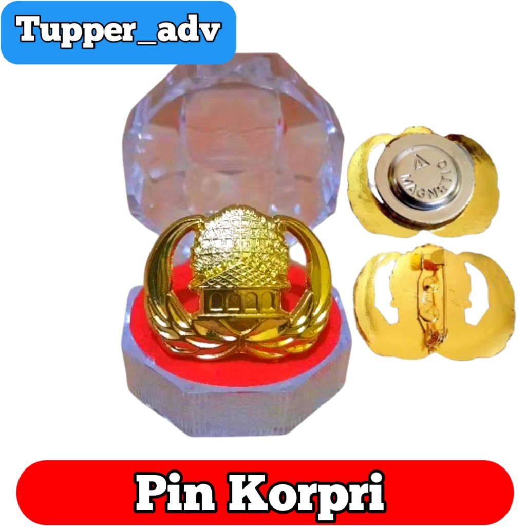 Pin Korpri ASN + Box / Pin Lencana Korpri Premium / Pin Korpri Magnet / Pin Korpri Peniti