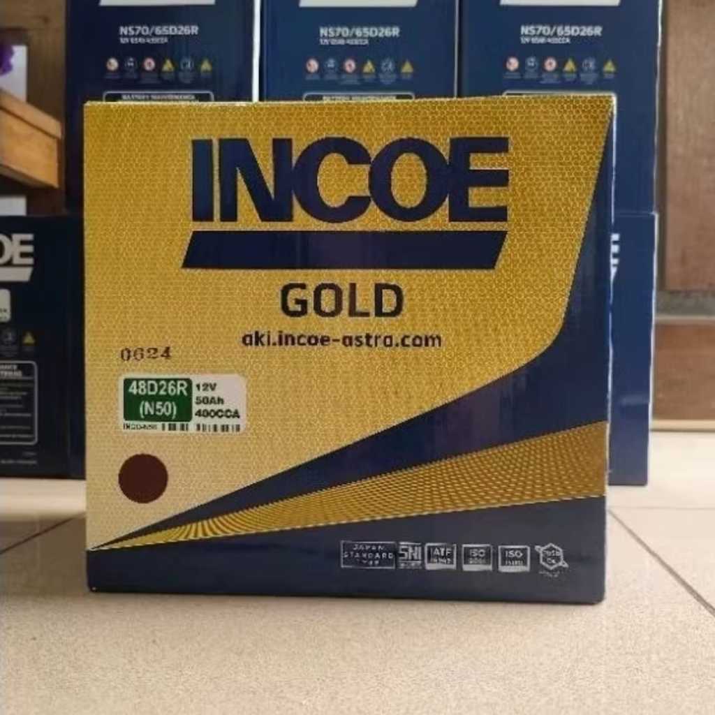 Aki Mobil INCOE N50/548D26R GOLD Aki Basah HYBRID 12Volt 50Ah Original Incoe Astra