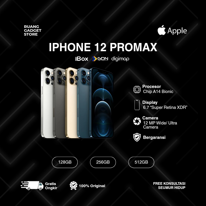IPHONE 12 PRO MAX SECOND iBOX - DIGIMAP - GDN 64GB 128GB 256GB Midnight Green, Space Gray, Silver, G