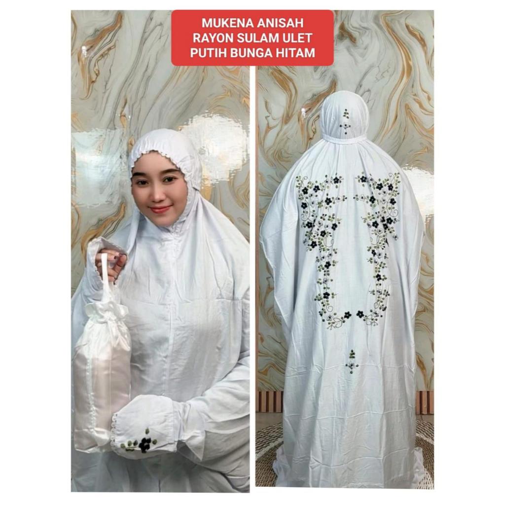 (COD) Mukena Anisah Terusan Rayon Premium Bordir Sulam Benang Ulet/Mukena Lajuran Dewasa Jumbo Murah