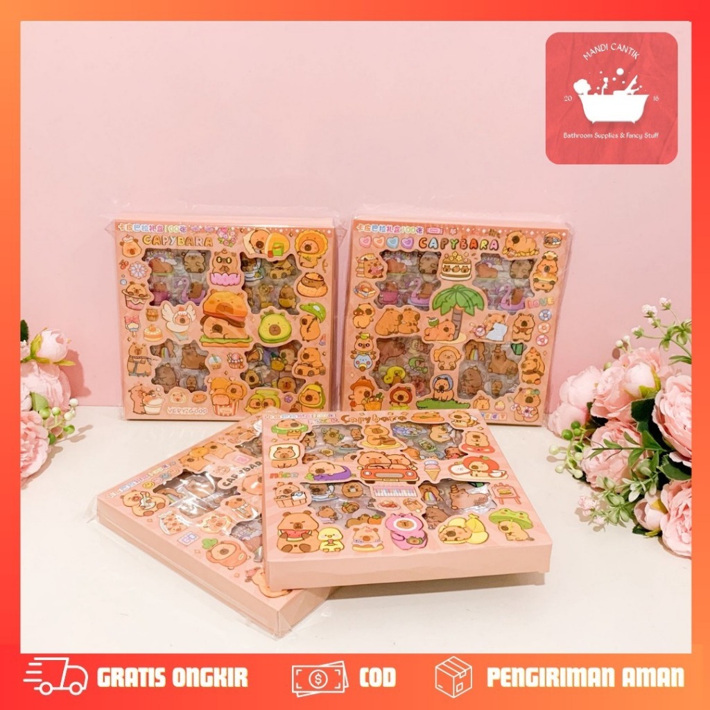 STIKER 100 LEMBAR CAPYBARA CYK ST-1584 LUCU MOMO MASU WATERPROOF