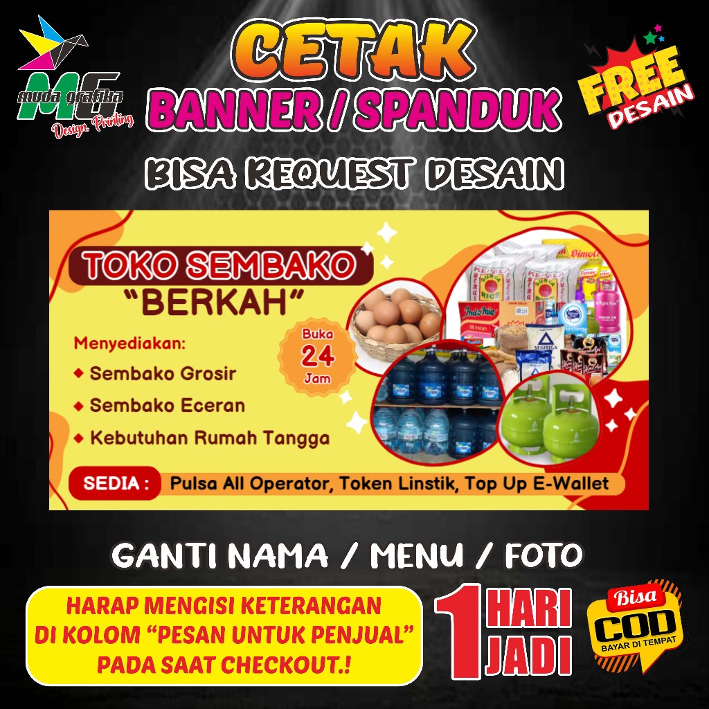Spanduk Toko Sembako l Banner Toko l Warung Sembako