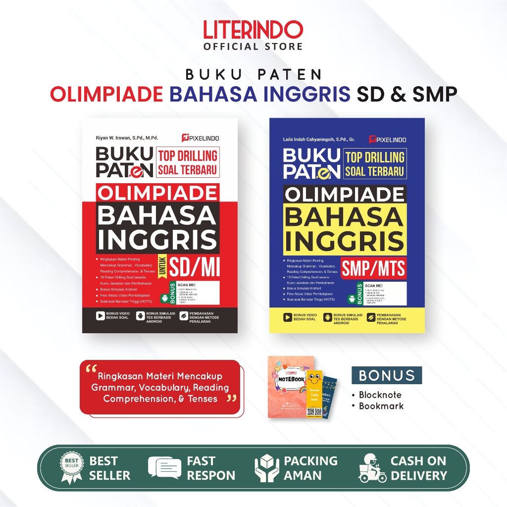 Buku Paten Olimpiade Bahasa Inggris SD & SMP Lengkap Dengan Latihan Soal HOTS