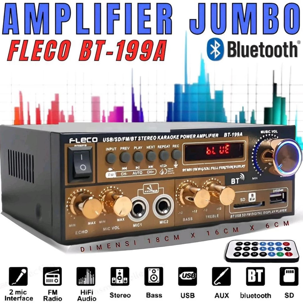 Power Ampli / Amplifier Bluetooth Karaoke FLECO BT-199A BT199A