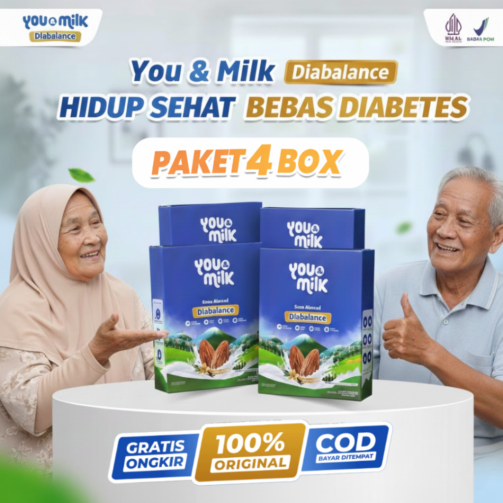 PAKET HEMAT 4 BOX YOU & MILK DIABALANCE Susu Almond Mencegah Diabetes Kontrol Gula 200g Almond