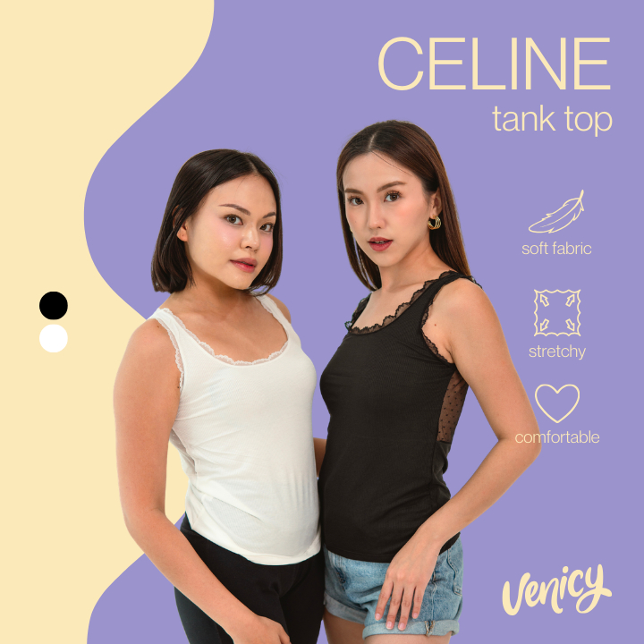 VENICY CELINE Lace Tank Top | Premium Daily Tanktop | Atasan Wanita Nyaman Lembut Halus