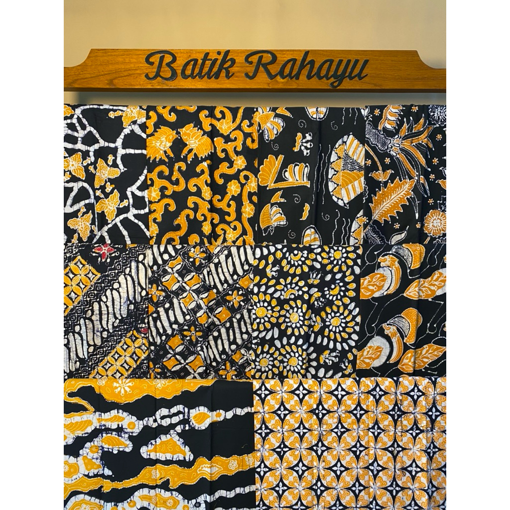 [KAIN BATIK TULIS HITAM KUNING] KAIN BATIK TULIS RAHAYU PREMIUM METERAN PAKAIAN WANITA / KADO / SOUV