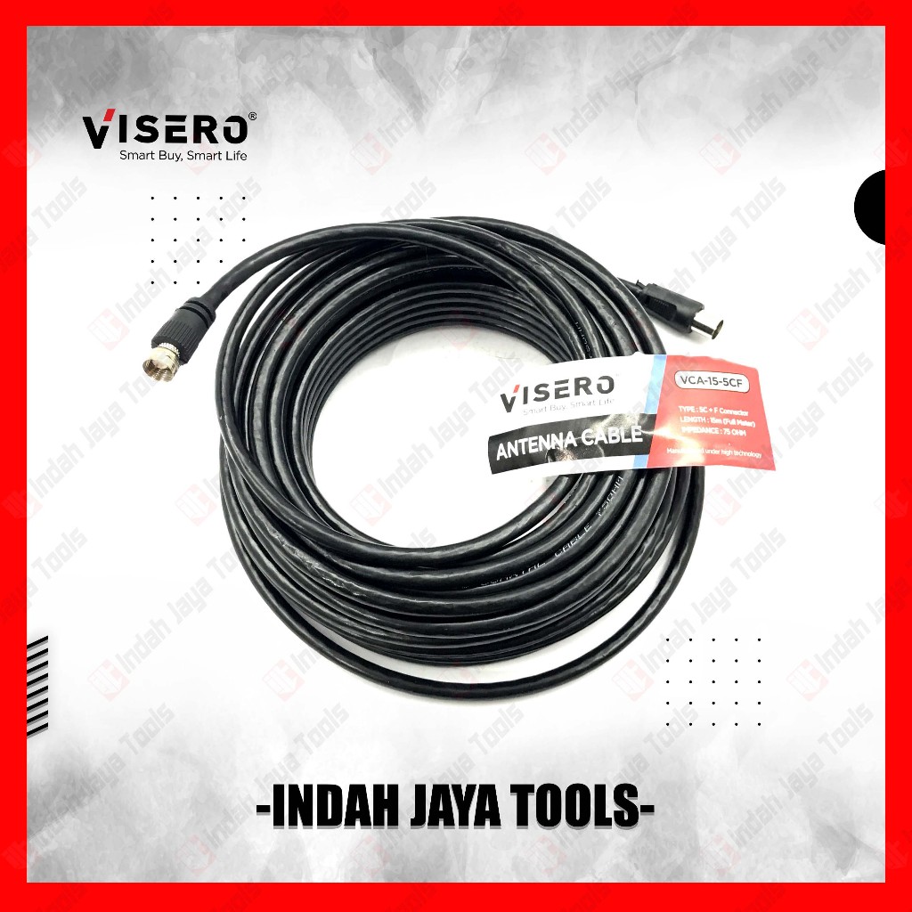 VISERO Kabel Antena TV Led Tabung 10 15 20 Meter - Antenna Cable Konektor