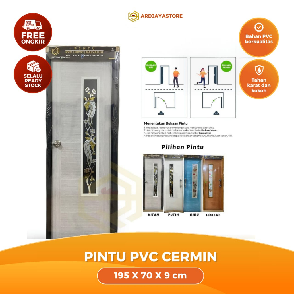[READY STOCK] Pintu PVC Kamar Mandi Cermin