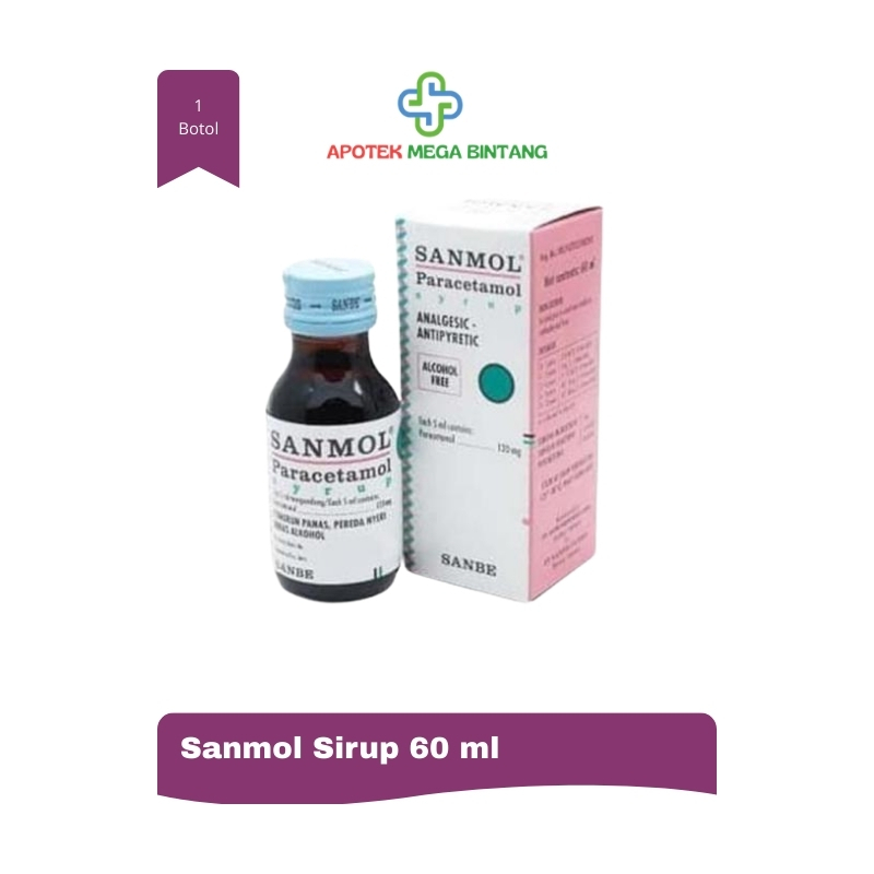 SANMOL SYRUP 60 ml-Obat Demam, Panas Bayi dan Anak