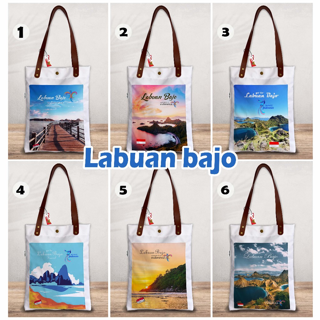 TOTE BAG CANVAS LABUAN BAJO, TAS KANVAS OLEH OLEH LABUAN BAJO TKS 010