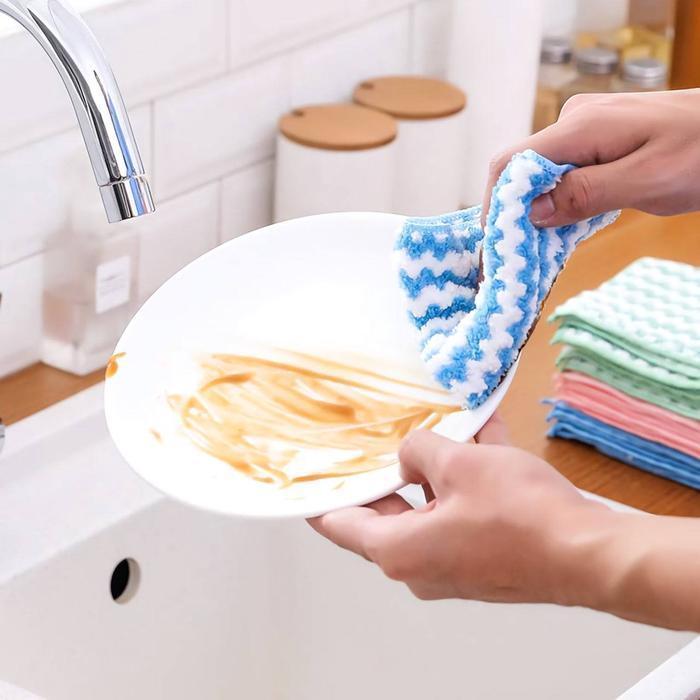 Kain Lap Fiber Microfiber Motif Garis Warna Awet Kuat Tebal Murah Daya Serap Tinggi Anti Minyak Serb