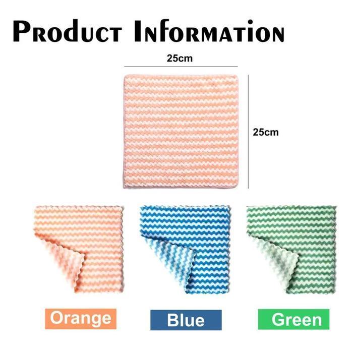 Kain Lap Fiber Microfiber Motif Garis Warna Awet Kuat Tebal Murah Daya Serap Tinggi Anti Minyak Serb