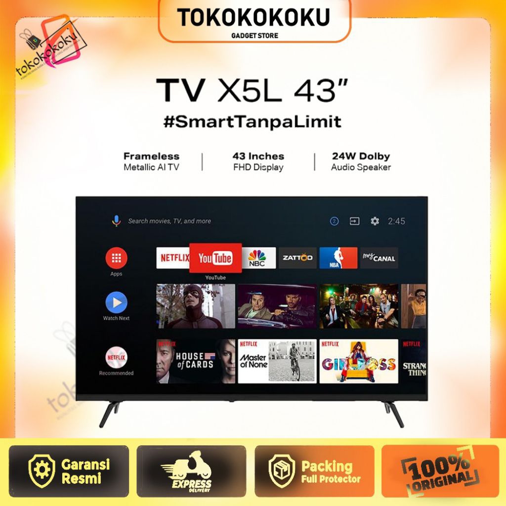 [ INSTANT ] Infinix Smart TV X5L 43 Inch FHD [ 43X5L ] - GOOGLE TV - Wifi, bluetooth, Dolby Speaker 