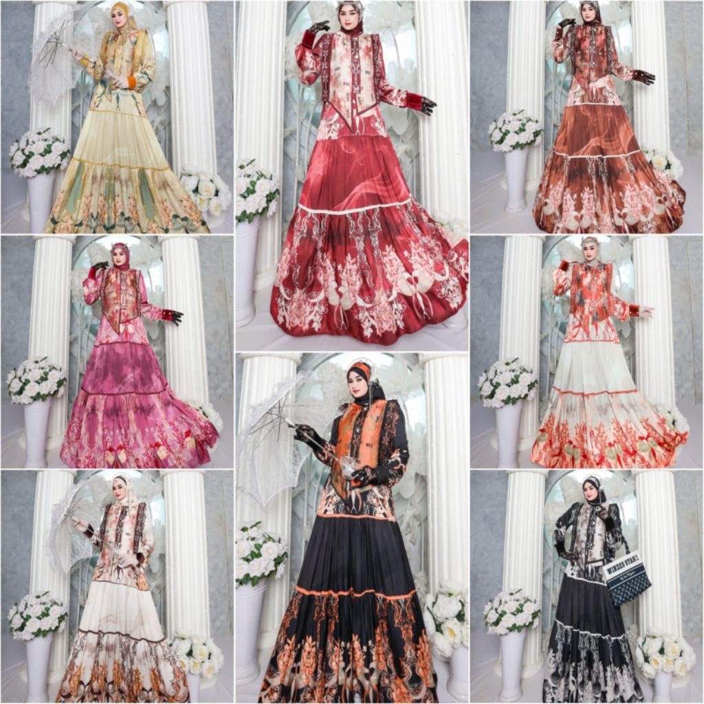 RAYA WAQIAH Gamis Set Rompi Hijab by WinDes Syar'i Premium*