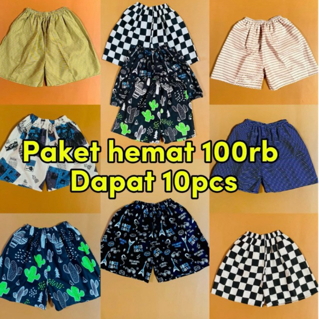 Paket hemat 100rb dapat 10pcs celana boxer|celana pendek pria wanita|celana boxer|paket usaha