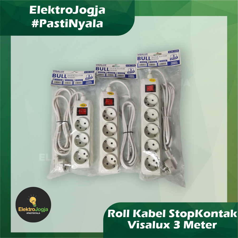 Roll Kabel StopKontak Visalux 3 Meter | Visalux Kabel Extension Bull