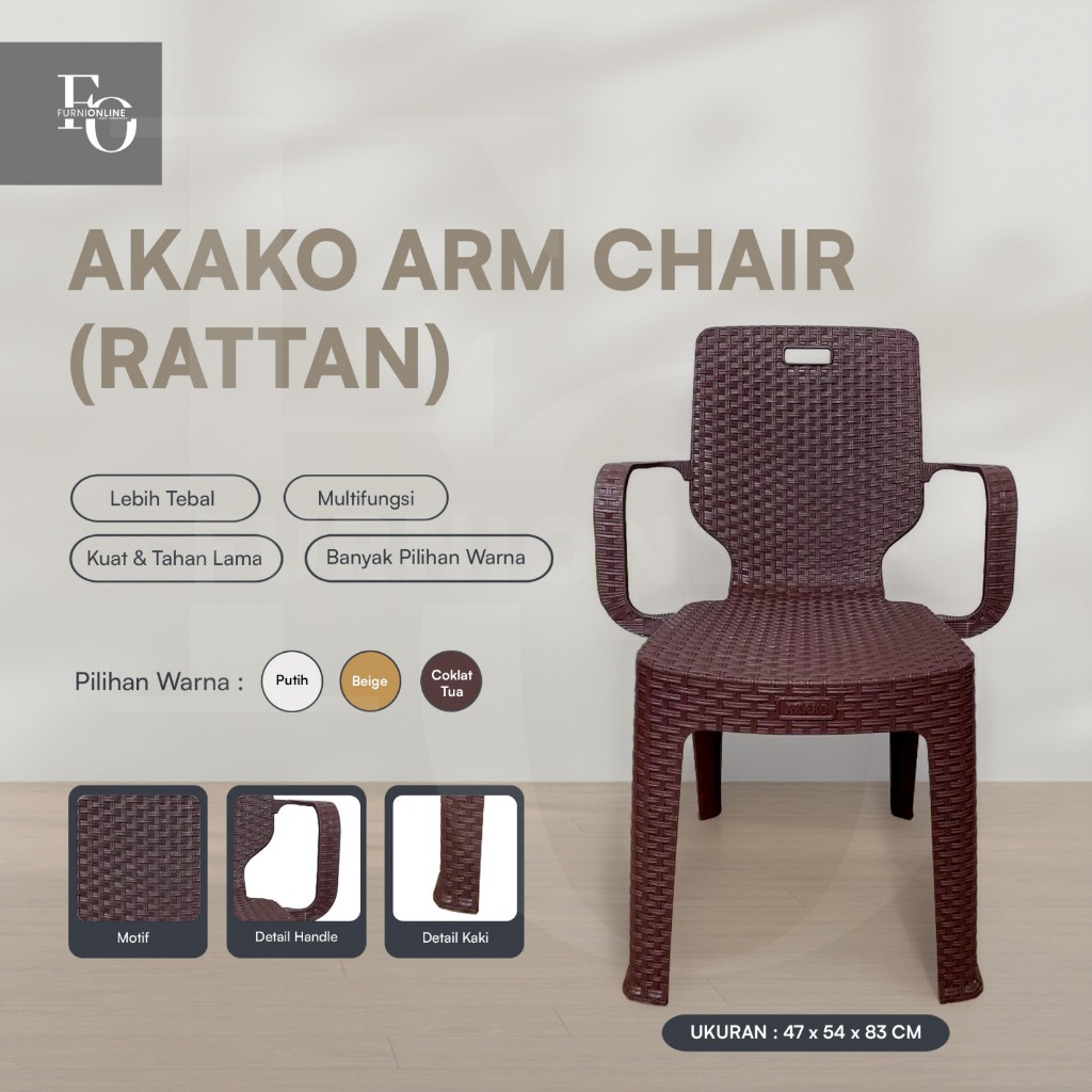 AKAKO - Kursi Akako Hongta Jumbo Tinggi/Kursi Duduk/Kursi Santai/Kursi Kerja/Kursi Plastik Rotan