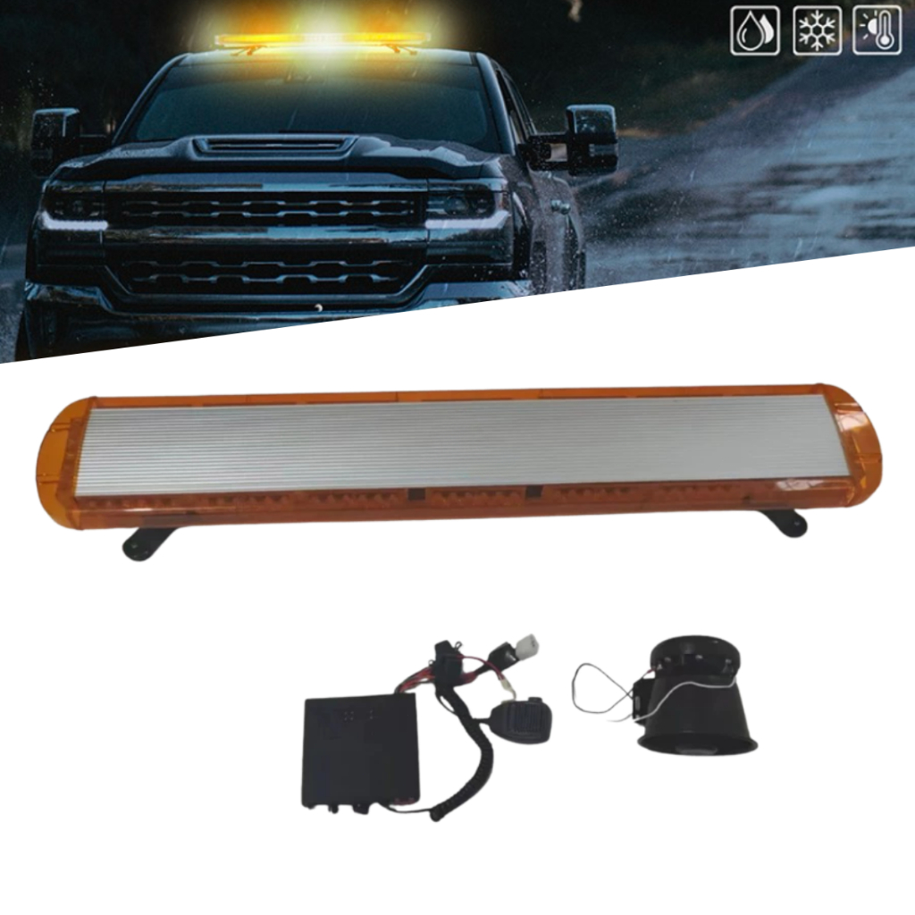 (LAMPU+TOA+AMPLI) Rotary Lamp Lampu Rotator LED Sirine Light Bar 120cm Flash LED Rotari Mobil (80160