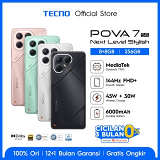 TECNO POVA 7 5G 8+8GB*/256GB, 6000 mAh, Mediatek D7300 Ultimate, 144Hz Smooth Display , 50MP Primary Camera, Wireless Powerbank, Android 15 - HiOS 15 - POVA7
