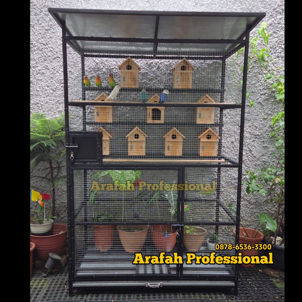 FREE GLODOK 9pcs Kandang Ternak Koloni Aviary Burung Kecil Lovebird Parkit Outdoor Besar Full Besi A