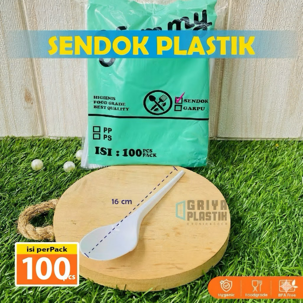 [100 pcs] SENDOK MAKAN PLASTIK | Sendok Putih | Sendok