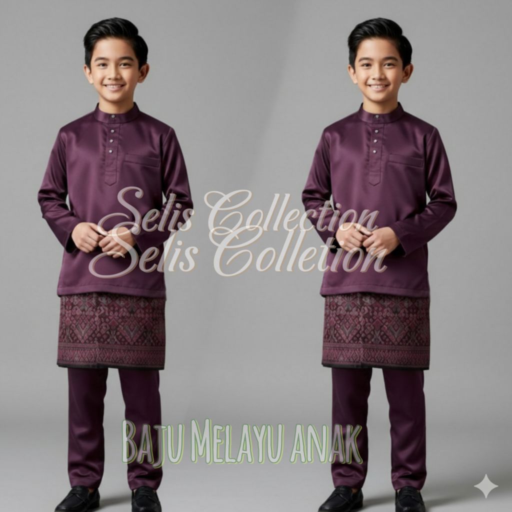 One set" Satu Set kurung melayu pria Anak Cekak musang premium Baju koko muslim Baju lebaran Viral B
