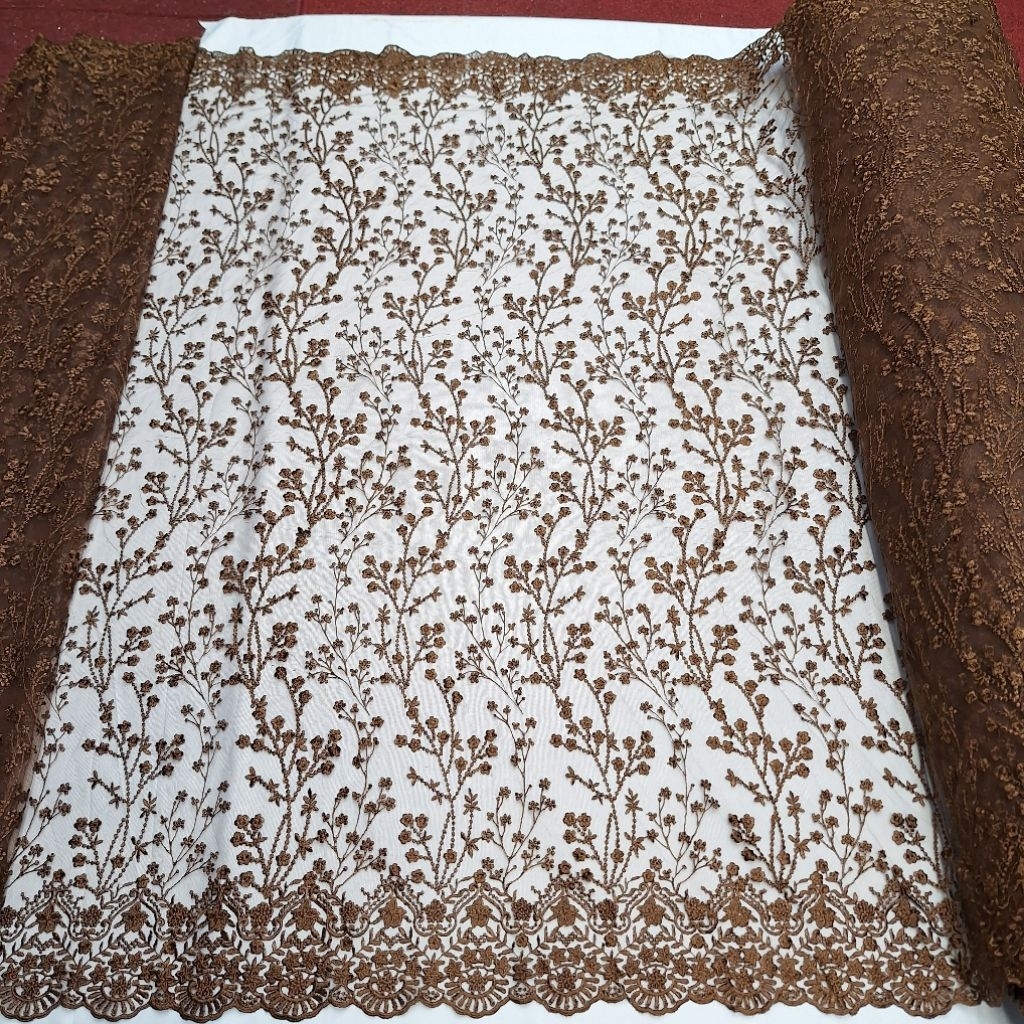 Kain tile bordir akar premium import/ kain tile bordir akar terbaru premium