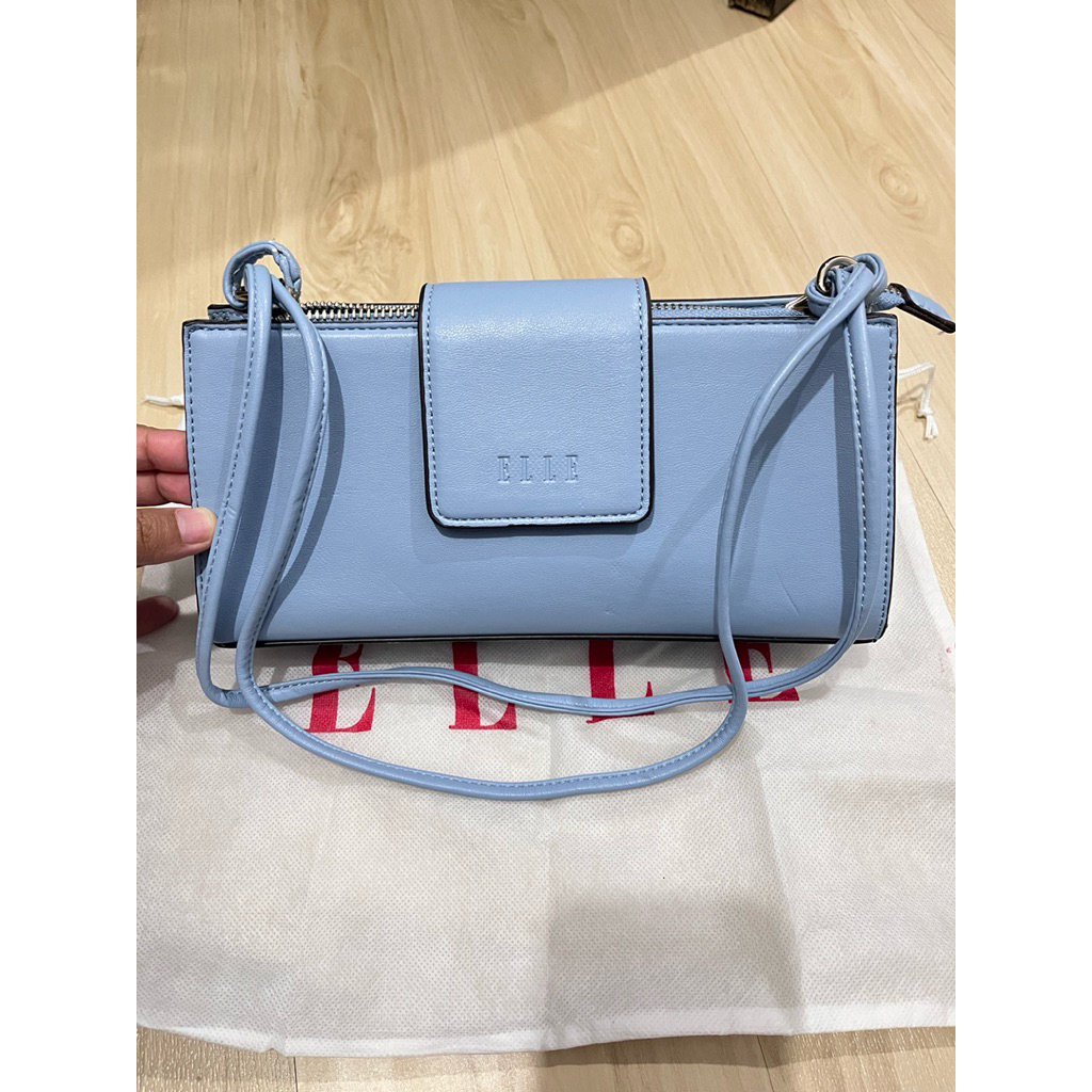 Tas hand bag Wanita ELLE 100 % original blue 25 x 11,2 x8,7 cm Cuci Gudang