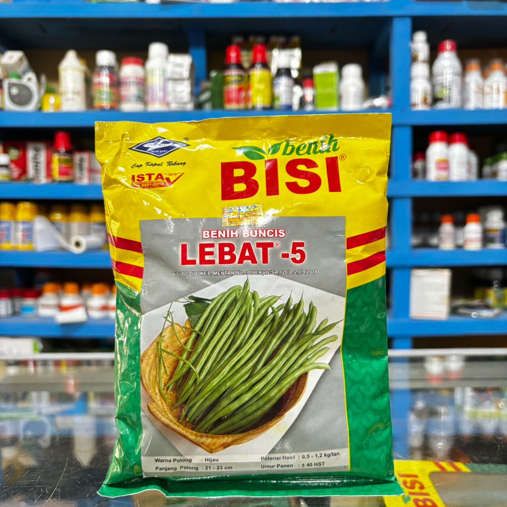 Benih Buncis LEBAT 5 Kemasan 500 Gram Cap Kapal Terbang - Benih Buncis Bisi Lebat 5