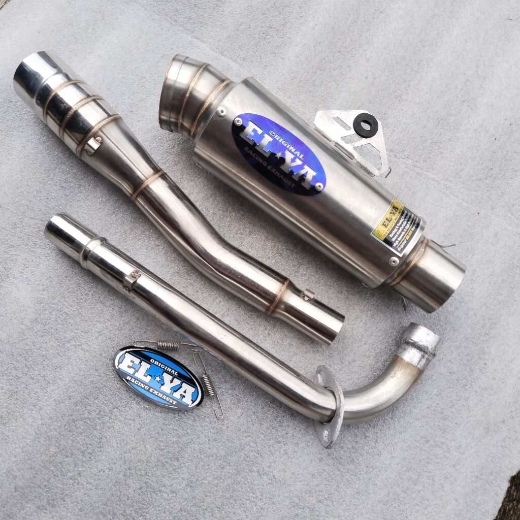 knalpot original ELYA emblem Titanium model jrm leher netral pnp all bebek Jupiter vega astrea grand
