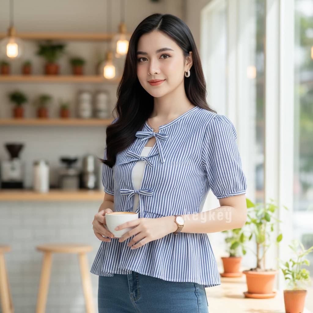 KeyF -YERIN Peplum / Atasan Wanita Kemeja Blouse Korean Chic  / Blouse Peplum Trendy